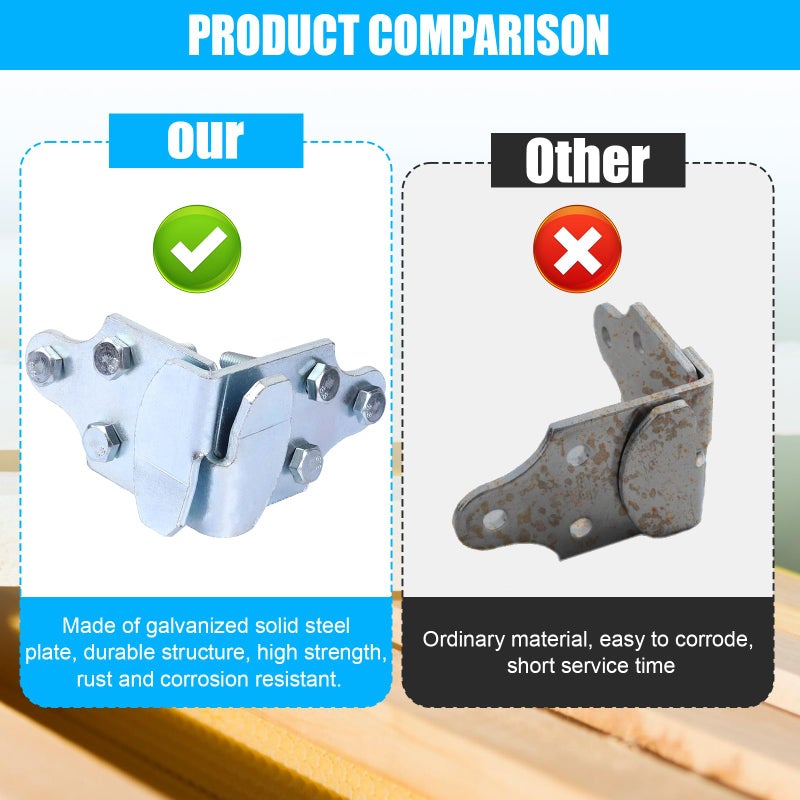GDW Trailer Side rail Corner Connectors Trailer Wood Sides Latch Rack - with Screws 2 Sets (4 pcs) - Image 5